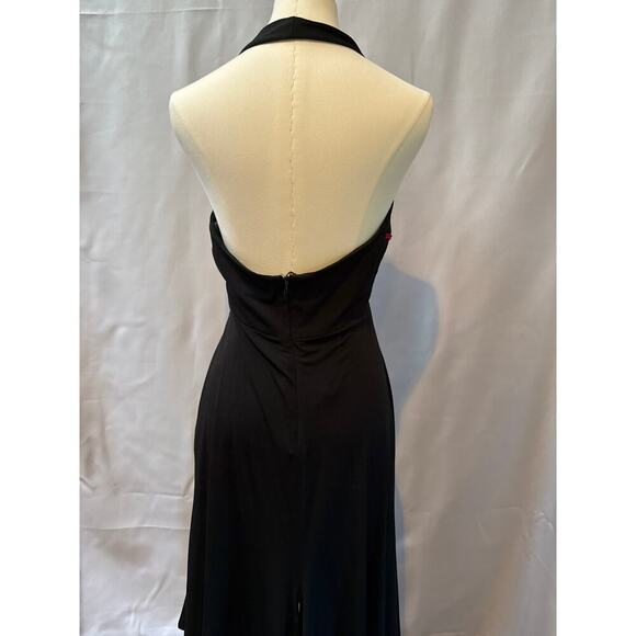 Women’s Cache Black Open Back Dress with Pink Ribbed Accents Sz 4 - Picture 3 of 4